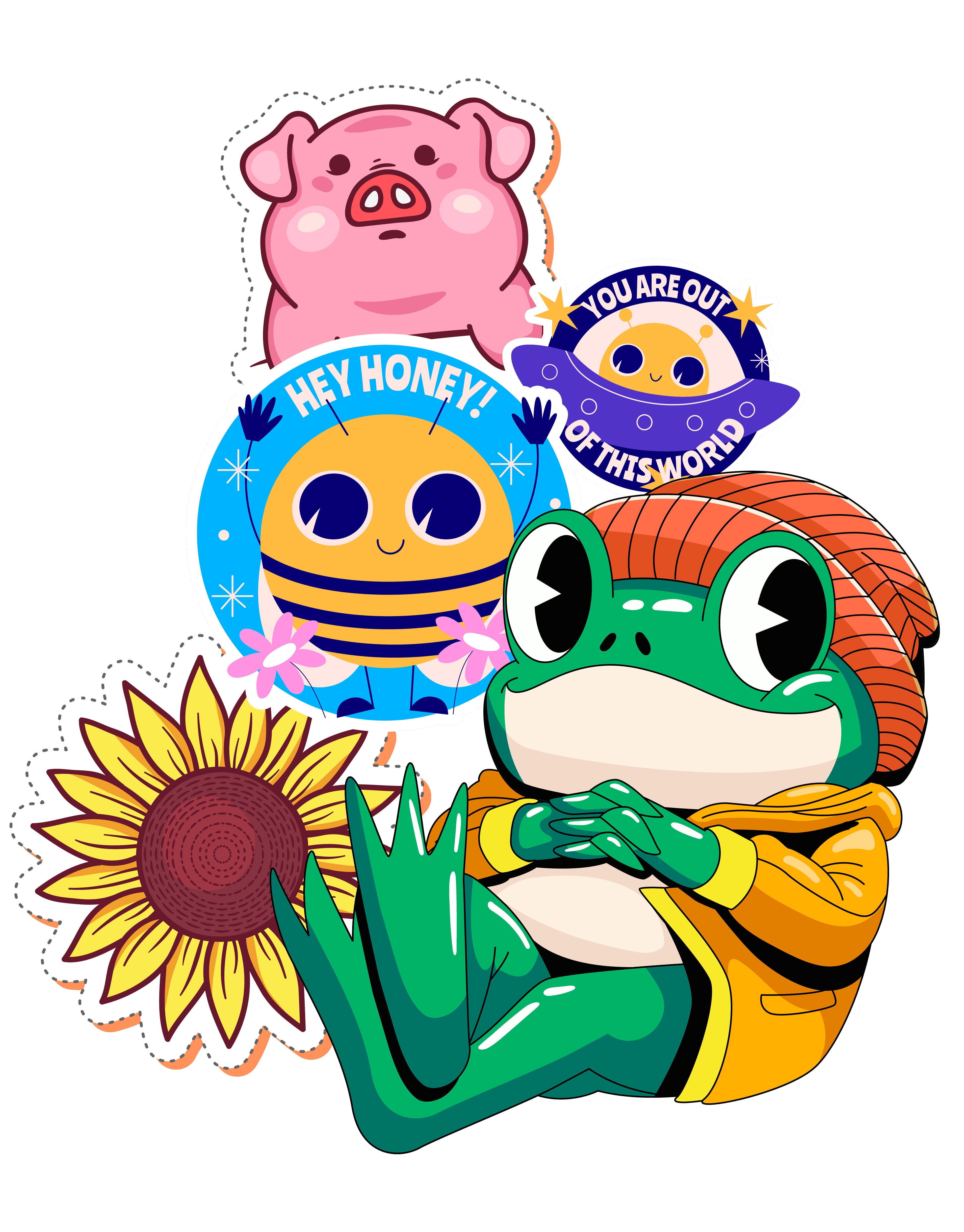 Stickers UV DTF de diseños variados impresos por DTFlash